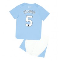 Billiga Manchester City John Stones #5 Barnkläder Hemma fotbollskläder till baby 2023-24 Kortärmad (+ Korta byxor)